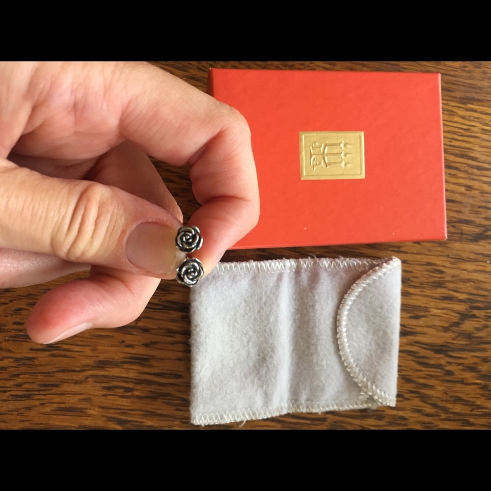 James Avery Silver Rose Bloom Earrings